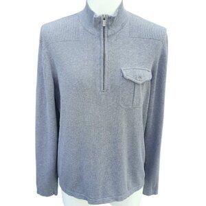 Michael Kors SZ M Quarter Zip 100% Cotton Jersey Knit Gray Men's Mock Neck Top